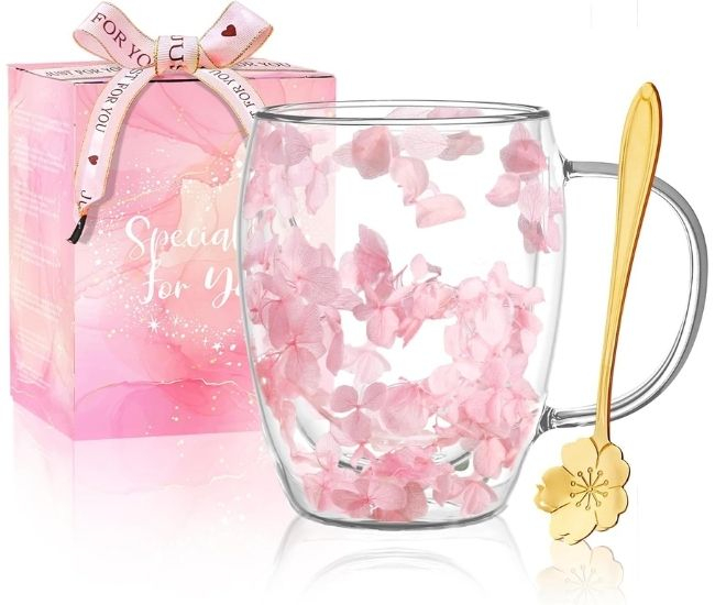 Dried Flower Glass Mug Set