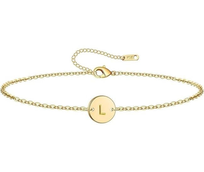 Gold Initial Charm Bracelet