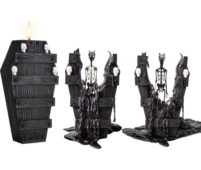 Gothic Coffin Skull Candle