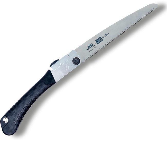 Japanese folding hand saw with a 210 mm carbon steel blade