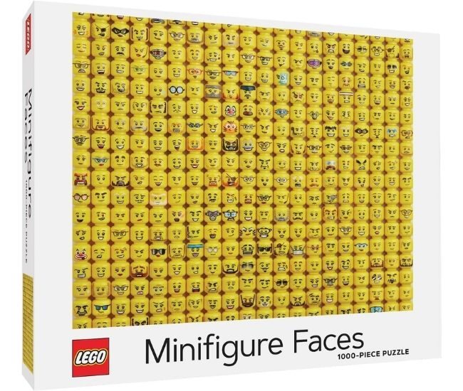 Minifigure Faces 1,000-piece jigsaw covered with expressive yellow character heads