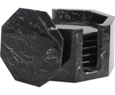 Black Marble Coaster Set