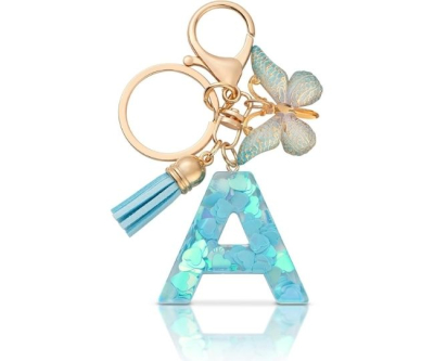 Butterfly Initial Keychain