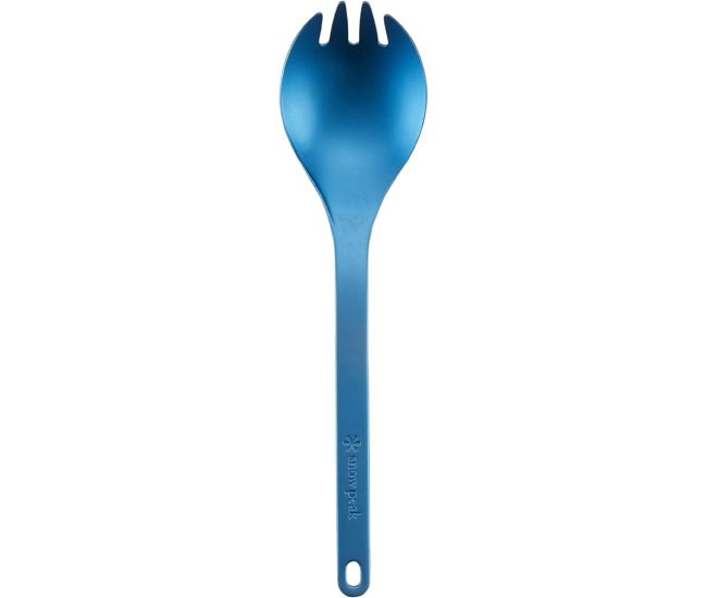 Blue anodised titanium camping spork